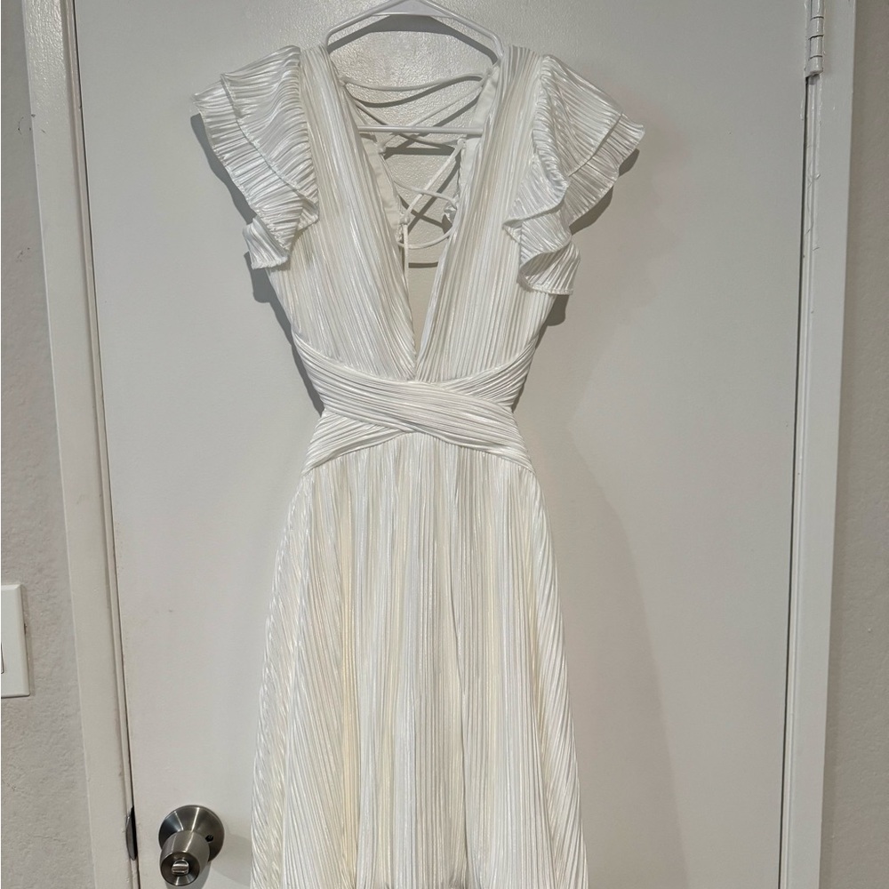 Lulu's White Backless Ruffle Dress